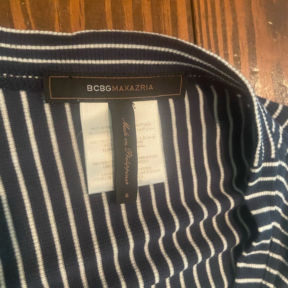BCBG navy and white cotton stripes